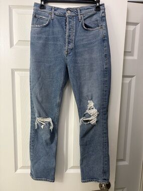 Agolde Light Blue Distressed Relaxed Jeans
